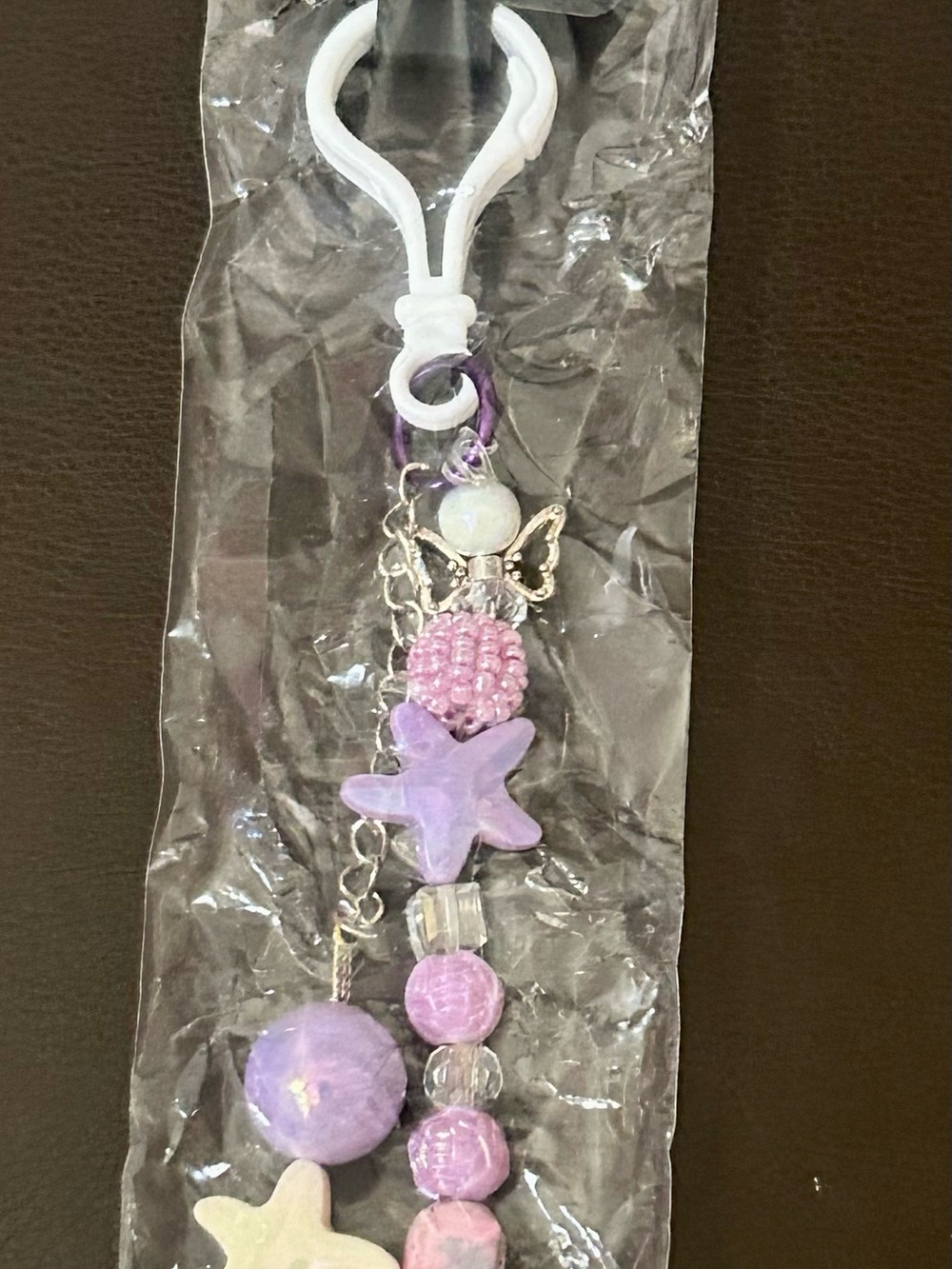 Purple Celestial Star Beaded Charm Keychain